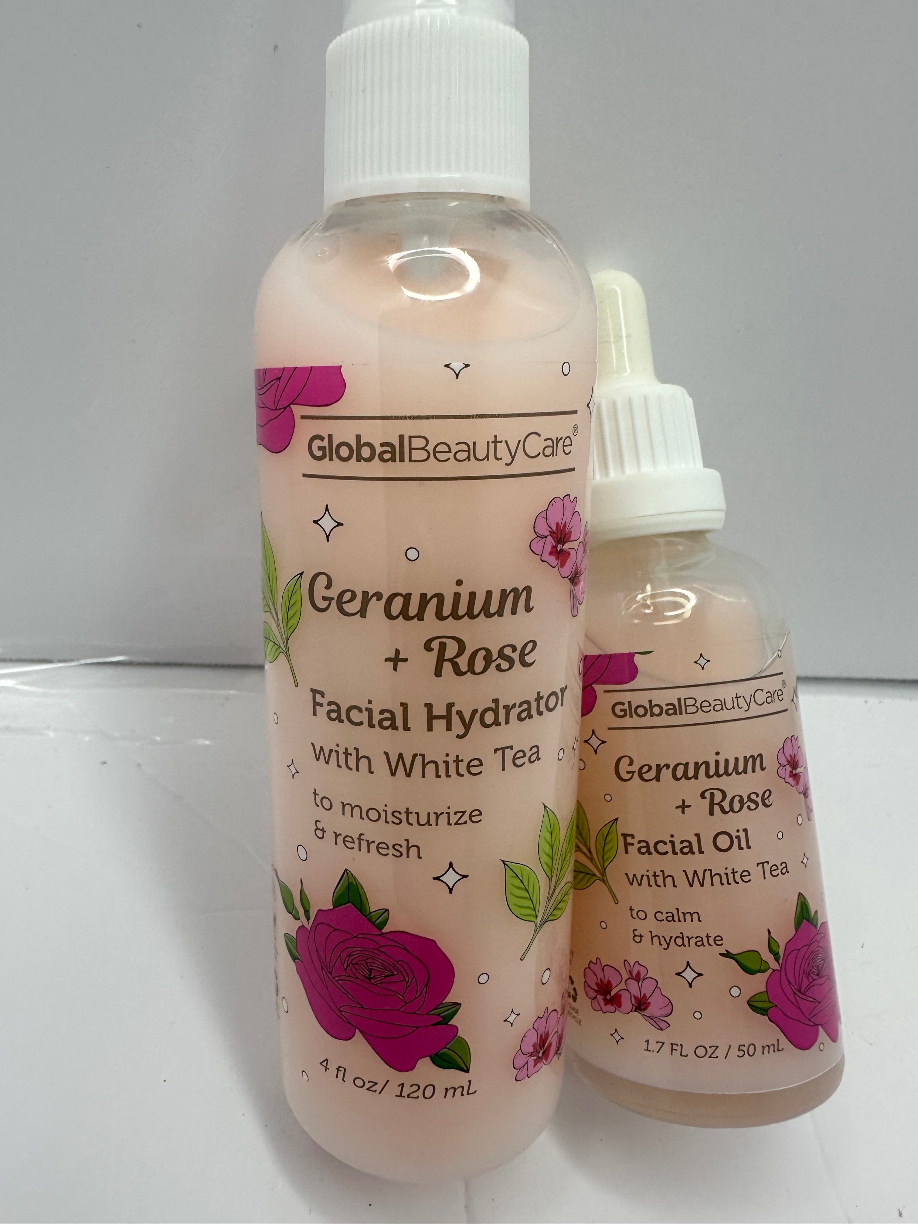 ACEITE FACIAL, SUERO Y TÓNICO CON GERANIO Y EXTRACTO DE ROSAS GLOBAL BEAUTY CARE