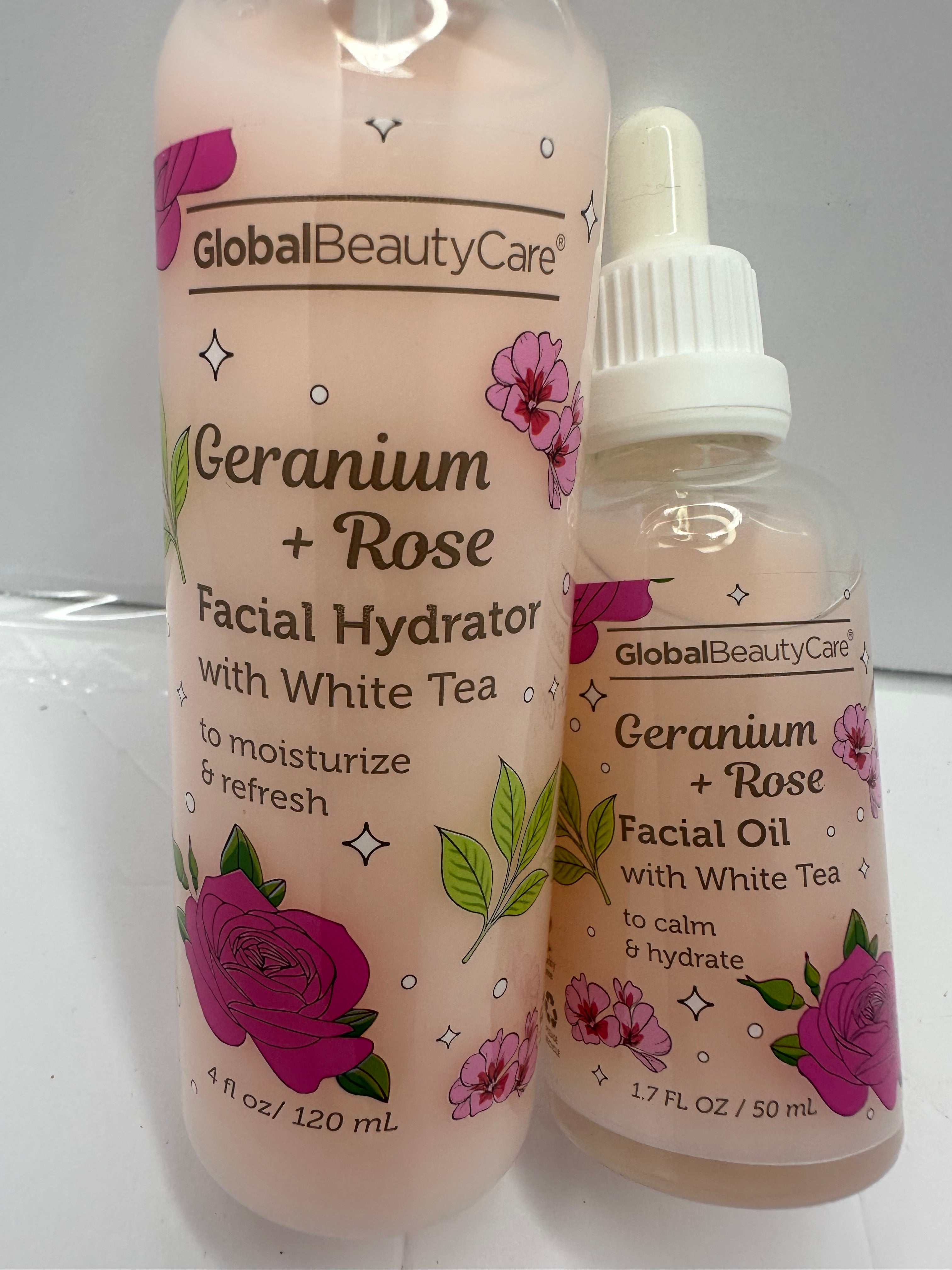 ACEITE FACIAL, SUERO Y TÓNICO CON GERANIO Y EXTRACTO DE ROSAS GLOBAL BEAUTY CARE